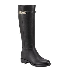 Bandolino Womens 7.5 M Black Romi Faux Leather Knee High Riding Boots NIB JM1